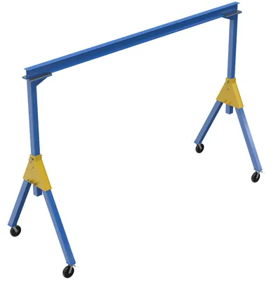 Vestil Steel Knockdown Fixed Gantry Crane with Glass Filled Nylon Casters 20 Ft. 2000 Lb. Capacity Blue