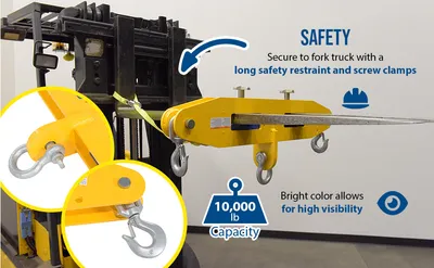 Vestil FLB-D-10 forklift lifting beam feature highlights