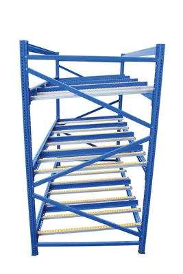 Vestil FLOW-3-3 carton flow rack shown from an alternate angle