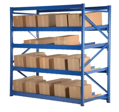 Vestil FLOW-3-4 carton flow rack shown from an alternate angle