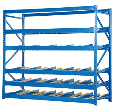 Vestil FLOW-3-5 carton flow rack shown from an alternate angle