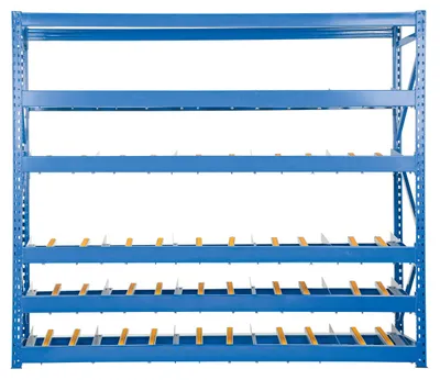 Vestil FLOW-3-5 carton flow rack shown from an alternate angle