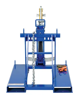 Vestil FMDL-1 automatic eagle beak drum lifter shown from an alternate angle