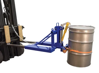 Vestil FMDL-1-LDS-B1 automatic eagle beak drum lifter shown from an alternate angle