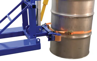Vestil FMDL-1-LDS-B1 automatic eagle beak drum lifter shown from an alternate angle