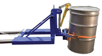 Vestil FMDL-1-LDS-B1 automatic eagle beak drum lifter shown from an alternate angle
