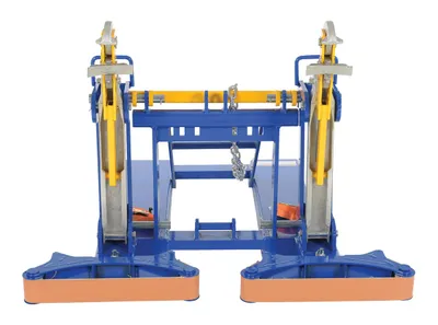 Vestil FMDL-2-LDS-B1 automatic eagle beak drum lifter shown from an alternate angle