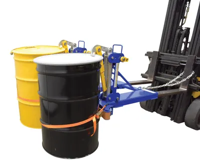 Vestil FMDL-2-LDS-B1 automatic eagle beak drum lifter shown from an alternate angle
