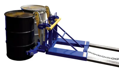 Vestil FMDL-2-LDS-R3 automatic eagle beak drum lifter shown from an alternate angle