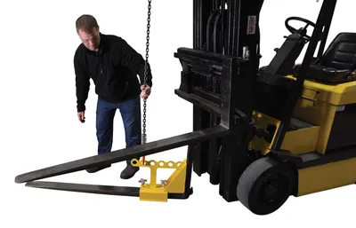 Vestil FORK-P fork lifter shown from an alternate angle