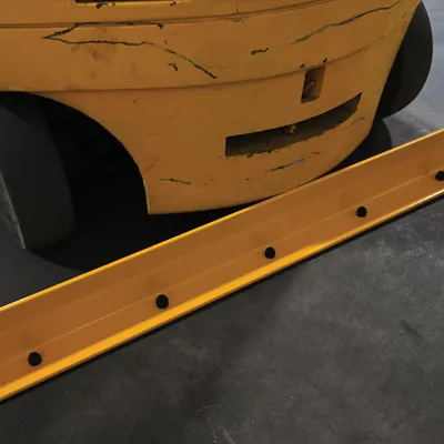 Vestil FSC-14-120-YL inline safety guard floor curb shown from an alternate angle