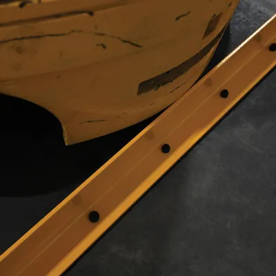 Vestil FSC-38-120-YL inline safety guard floor curb shown from an alternate angle