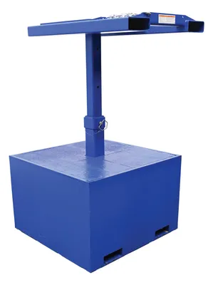 Vestil FWBC-4242-4-BC fork mounted trash bin compactor shown from an alternate angle