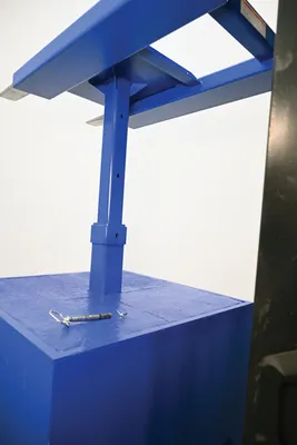 Vestil FWBC-4242-4-BC fork mounted trash bin compactor shown from an alternate angle