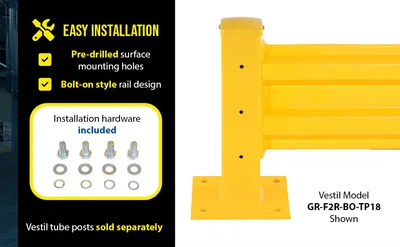 Vestil GR-F2R-BO-3-YL structural guard rails (drop-in and bolt-on style) feature highlights