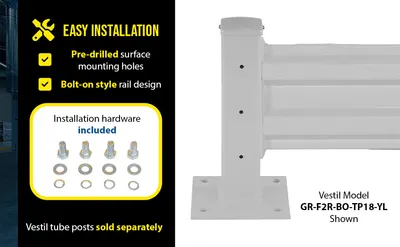 Vestil GR-F2R-BO-4-SL structural guard rails (drop-in and bolt-on style) feature highlights