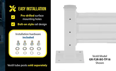 Vestil GR-F2R-BO-4-WT structural guard rails (drop-in and bolt-on style) feature highlights