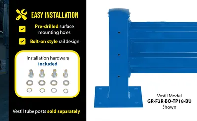 Vestil GR-F2R-BO-6-BU structural guard rails (drop-in and bolt-on style) feature highlights