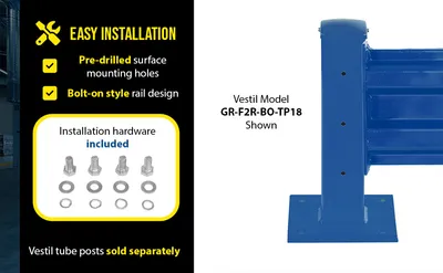 Vestil GR-F2R-BO-9-BU structural guard rails (drop-in and bolt-on style) feature highlights