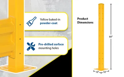 Vestil GR-F2R-BO-TP60-YL structural guard rails (drop-in and bolt-on style) feature highlights