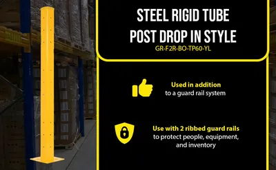 Vestil GR-F2R-BO-TP60-YL structural guard rails (drop-in and bolt-on style) feature highlights