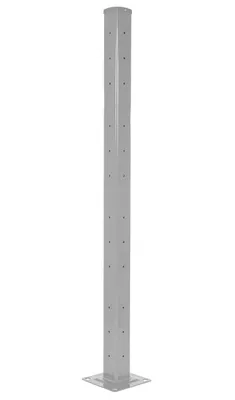 Vestil Steel Rigid Tube Post Bolt On Style 72 In. For 2 Ribbed Guard Rails Silver Lining