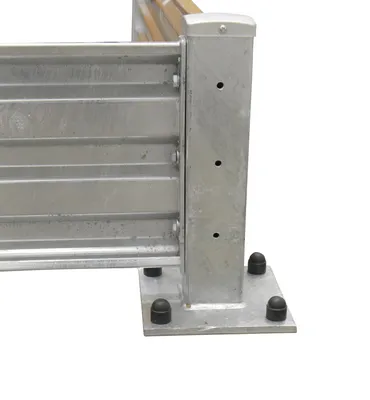Vestil GR-F3R-BO-3-HDG structural guard rails (drop-in and bolt-on style) shown from an alternate angle
