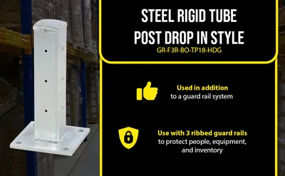 Vestil GR-F3R-BO-TP18-HDG structural guard rails (drop-in and bolt-on style) feature highlights
