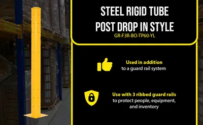 Vestil GR-F3R-BO-TP60-YL structural guard rails (drop-in and bolt-on style) feature highlights