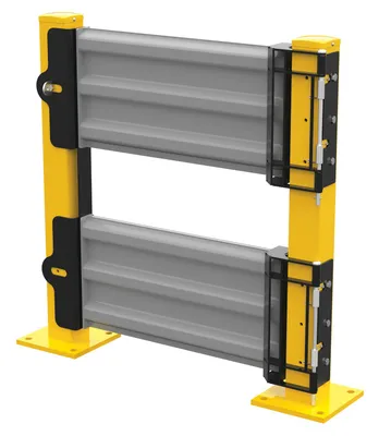 Vestil GR-F3R-GBD-3-GYSG structural guard rails (drop-in and bolt-on style) shown from an alternate angle