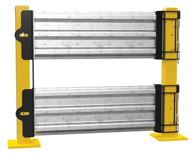 Vestil GR-F3R-GBD-3-HDG structural guard rails (drop-in and bolt-on style) shown from an alternate angle
