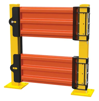 Vestil GR-F3R-GBD-3-OR structural guard rails (drop-in and bolt-on style) shown from an alternate angle