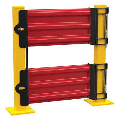 Vestil GR-F3R-GBD-3-RD structural guard rails (drop-in and bolt-on style) shown from an alternate angle