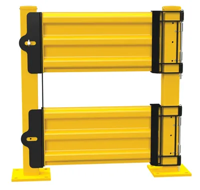 Vestil GR-F3R-GBD-3-YL structural guard rails (drop-in and bolt-on style) shown from an alternate angle