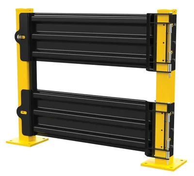 Vestil GR-F3R-GBD-4-BK structural guard rails (drop-in and bolt-on style) shown from an alternate angle