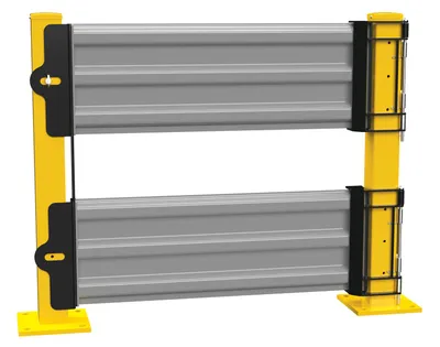 Vestil GR-F3R-GBD-4-GYSG structural guard rails (drop-in and bolt-on style) shown from an alternate angle