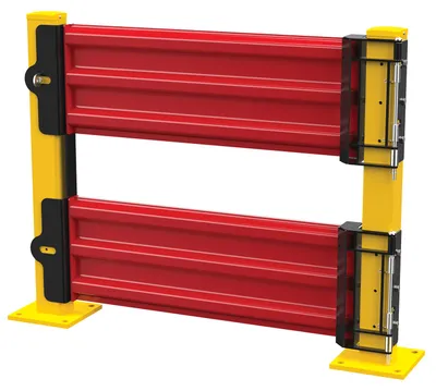 Vestil GR-F3R-GBD-4-RD structural guard rails (drop-in and bolt-on style) shown from an alternate angle
