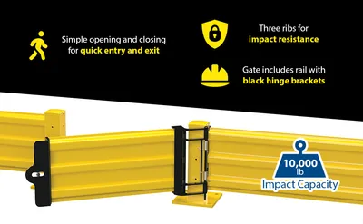 Vestil GR-F3R-GBS-3-YL structural guard rails (drop-in and bolt-on style) feature highlights