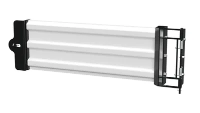 Vestil Steel Hinged Guard Rail 41.875 In. Length 3 Ribbed Gate White