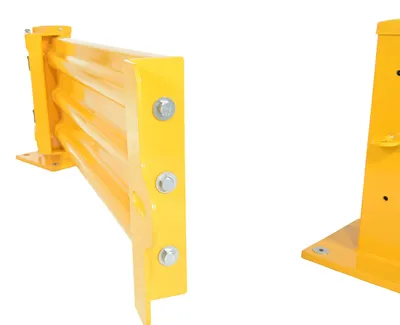 Vestil GR-F3R-GBS-4-YL structural guard rails (drop-in and bolt-on style) shown from an alternate angle