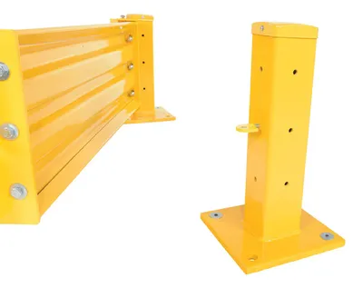 Vestil GR-F3R-GBS-4-YL structural guard rails (drop-in and bolt-on style) shown from an alternate angle
