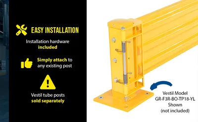 Vestil GR-F3R-GBS-4-YL structural guard rails (drop-in and bolt-on style) feature highlights
