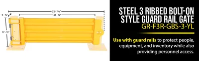 Vestil GR-F3R-GBS-4-YL structural guard rails (drop-in and bolt-on style) feature highlights