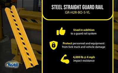 Vestil GR-H2R-BO-5-YL highway guard rail system feature highlights