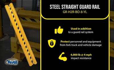 Vestil GR-H2R-BO-8-YL highway guard rail system feature highlights