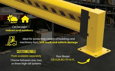 Vestil GR-H2R-DI-8-YL highway guard rail system feature highlights