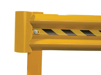 Vestil GR-H2R-S90C-CAP-YL highway guard rail system shown from an alternate angle