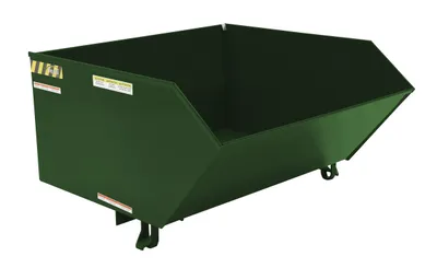 Vestil Steel Heavy Duty Low Profile Self Dumping Hopper 1 Cubic Yard 6000 Lb. Capacity Hunter Green