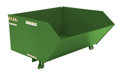 Vestil Steel Heavy Duty Low Profile Self Dumping Hopper 1 Cubic Yard 6000 Lb. Capacity Green