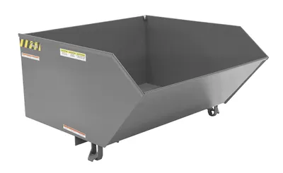 Vestil Steel Heavy Duty Low Profile Self Dumping Hopper 1 Cubic Yard 6000 Lb. Capacity Battleship Gray